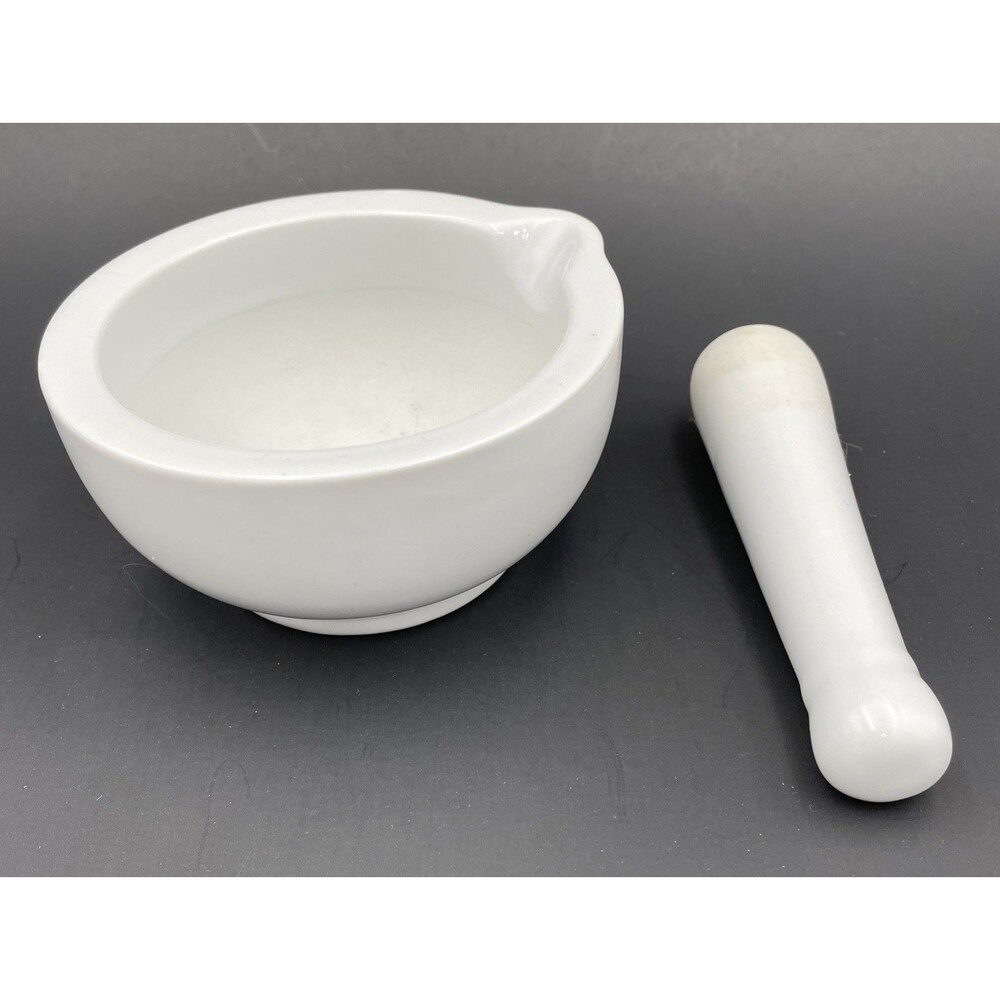 Vintage Porcelain/Ceramic Mortar and Pestle - White - Small 3.5" - Picture 2 of 9